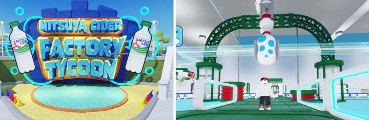 transcosmos menerbitkan MITSUYA CIDER FACTORY TYCOON di Roblox dengan Asahi Soft Drinks